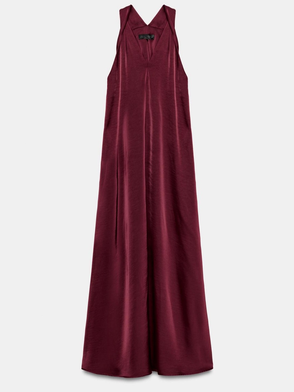 Zara Satin V-Neck Maxi Dress in Wine